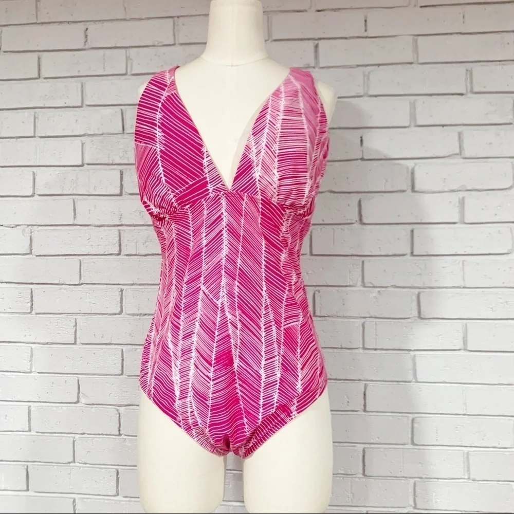 DKNY Pink‎ and White Striped Halter Swimsuit - Picture 2 of 10
